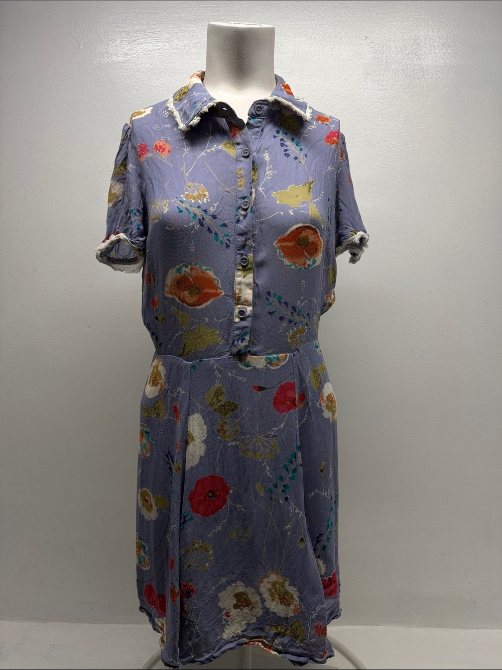 Reformation Dress Mini Floral Short Sleeve Collared Button Down Lace Purple 8